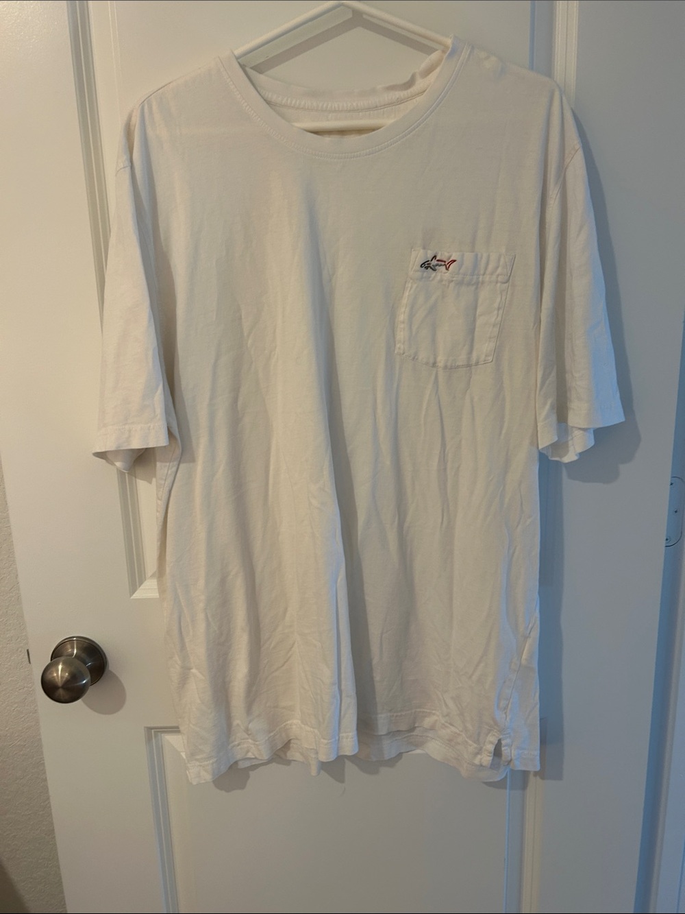 Greg Norman Collection White Short-Sleeve Pocket Tee with Fish Logo